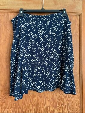 Navy Floral A-Line Women's Skirt